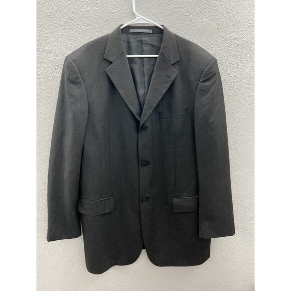 Mens Giorgio Cosani Blazer Size 46L Gray Wrinkle Resistant Three Button Up Wool - Picture 1 of 14